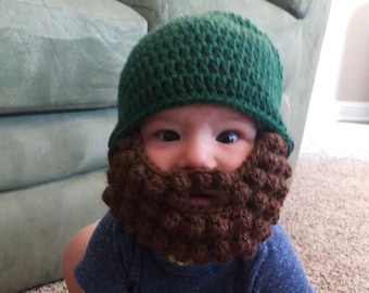 Crochet Beard Hat, Beard Beanie, Baby Bearded sock hat, Detachable beard hat