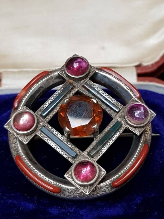 Antique Victorian Scottish Sterling Silver Agate … - image 7