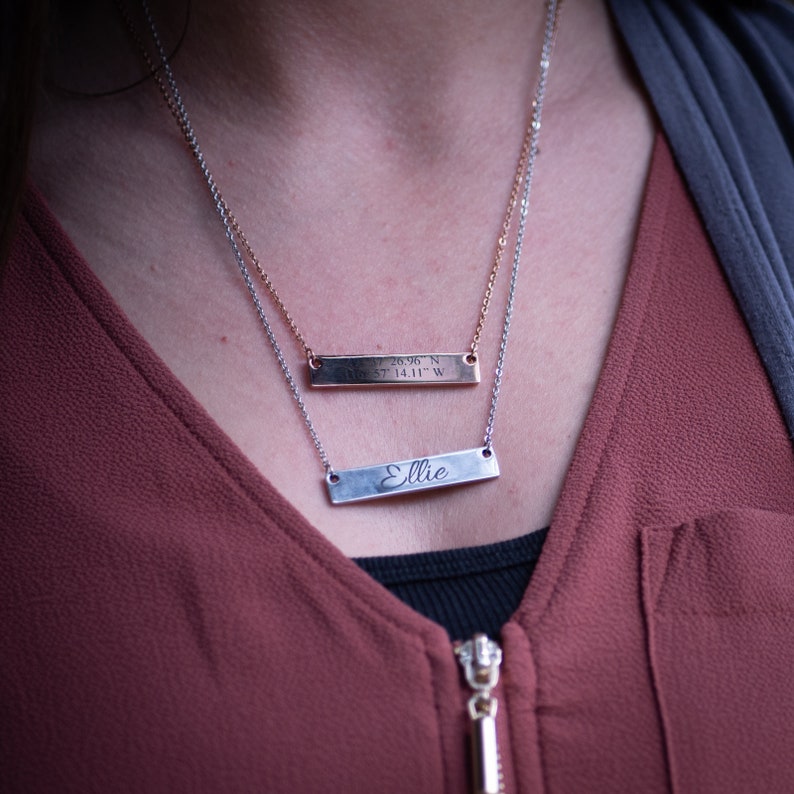 Wedding Personalized Bar Necklace Roman Numeral necklace Bar Necklace Name Necklace Monogram Necklace bridesmaid gift
