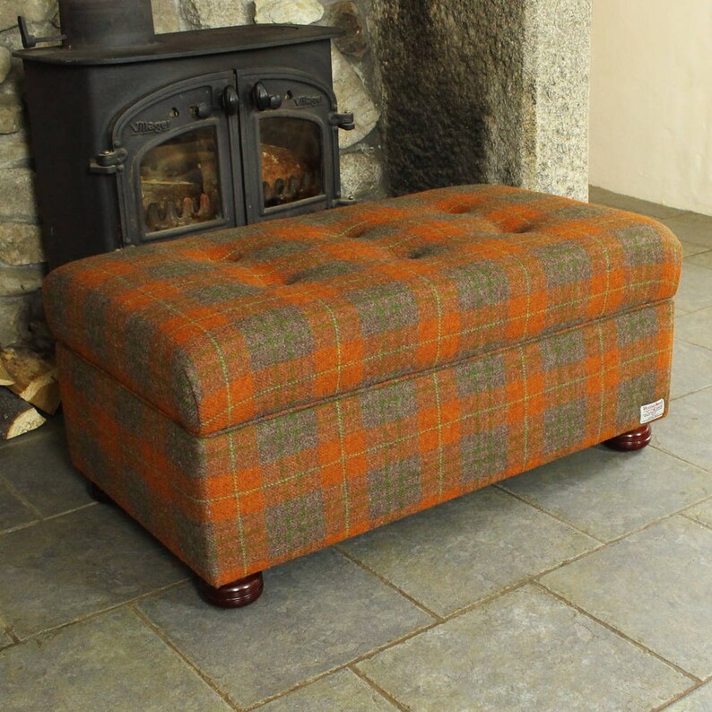 Harris Tweed Ottoman Storage Chest Footstool Box Oned Pouffe Coffee Table Tartan