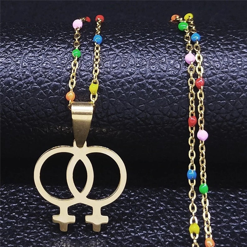 Lesbian Necklace LGBT symbol Jewelry. Etsy
