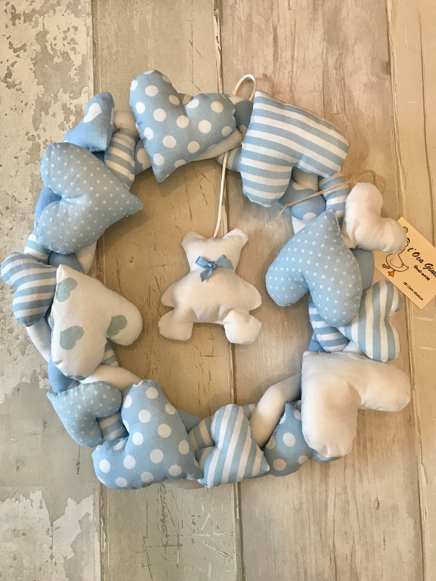 Décor de Naissance Motifs Coeurs Bleus