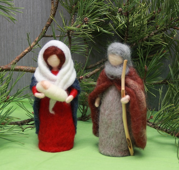Mary and Jesus Christmas Ornament Nativity Ornament Felted Nativity