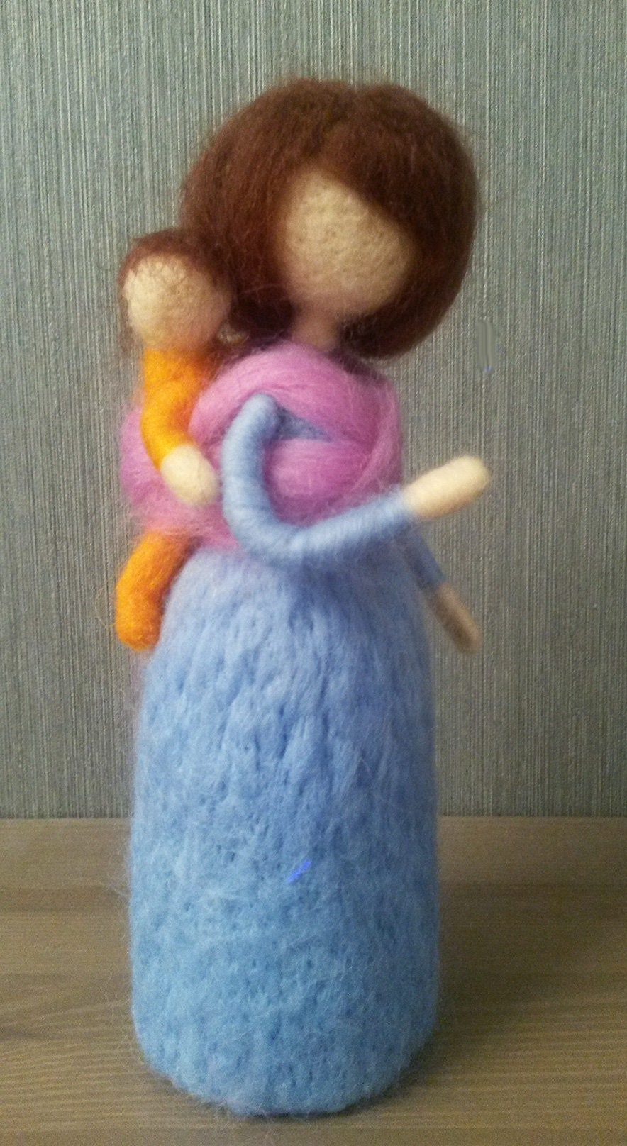 Needle felted custom doll Mother baby sling nursery decor | Etsy