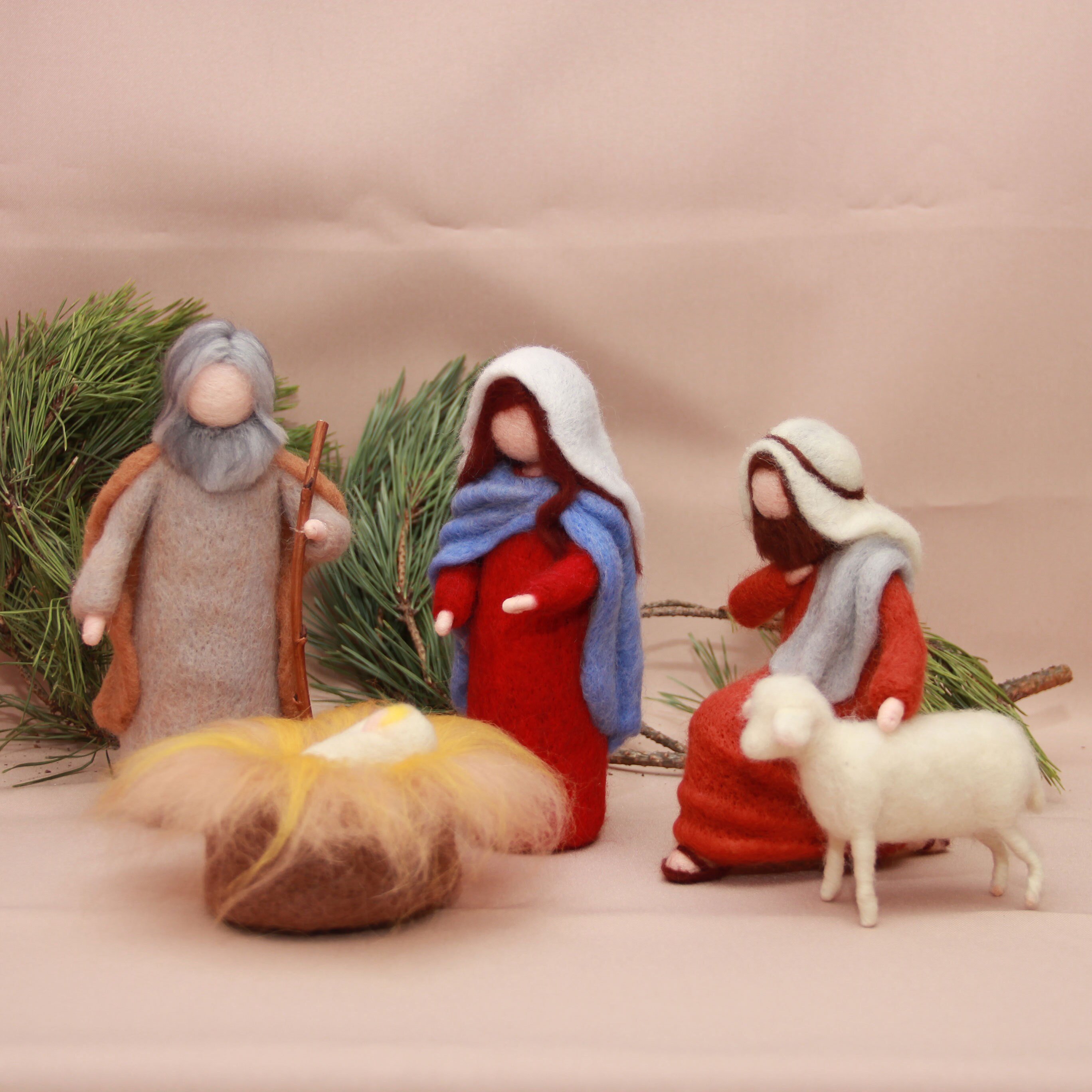 Needle felted Nativity Set Christmas Holy family Mary Etsy