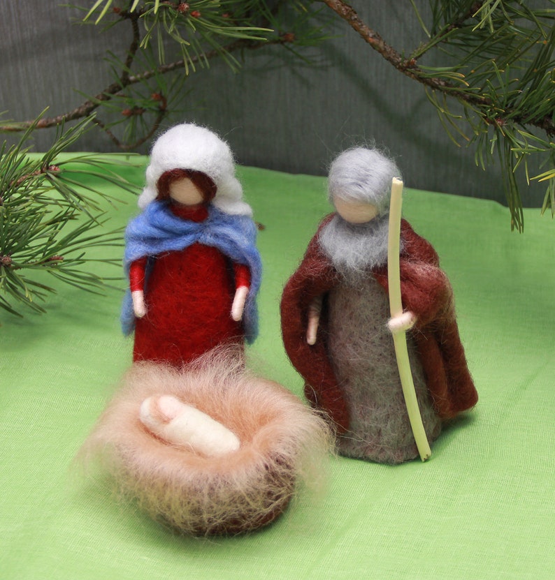 Needle felted Nativity Set Nativity Scene Christmas Etsy