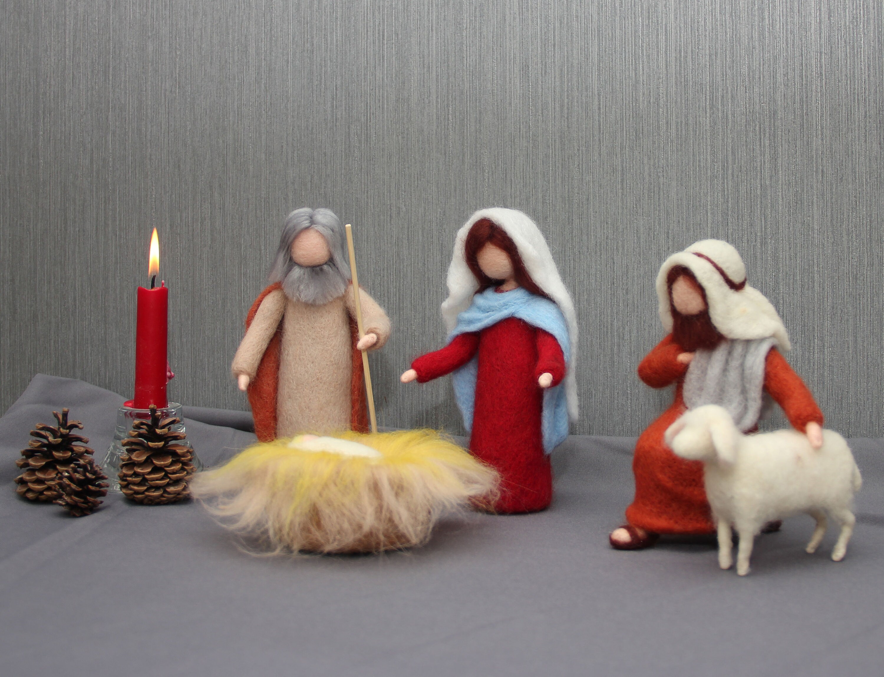 Needle felted Nativity Set Christmas Holy family Mary Etsy