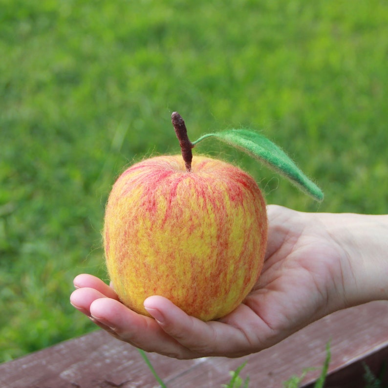 Needle Felted Apple Life Size Red Apple Needle Felted Fruit Etsy