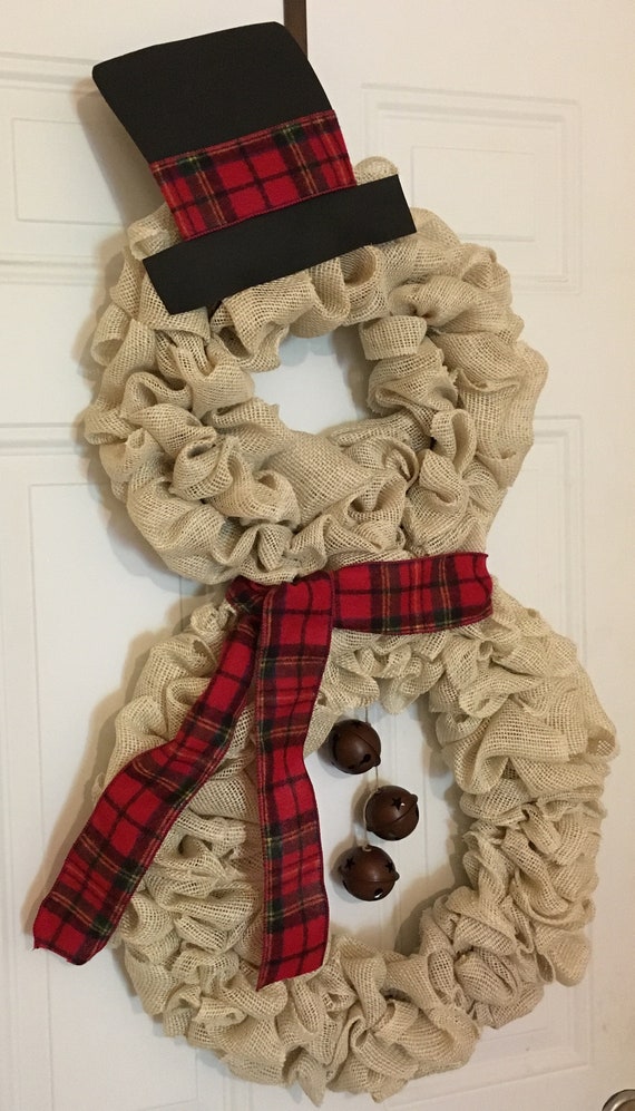 Burlap Snowman Wreath