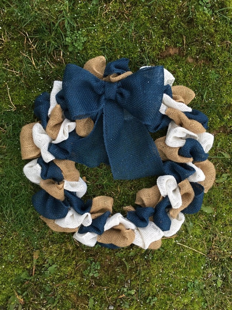Custom Wreath Personalized Burlap wreath with your choice of colors added to Natural burlap