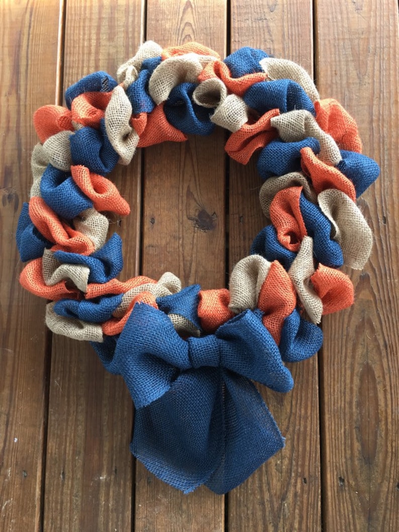 Custom Wreath Personalized Burlap wreath with your choice of colors added to Natural burlap