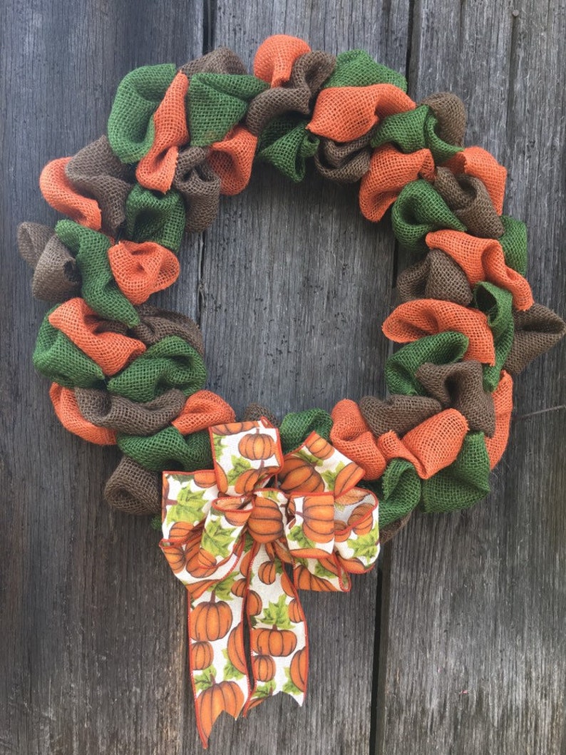 green and brown wreath Pumpkin wreath vintage truck Fall burlap wreath burlap wreath orange thanksgiving wreath thankful wreath