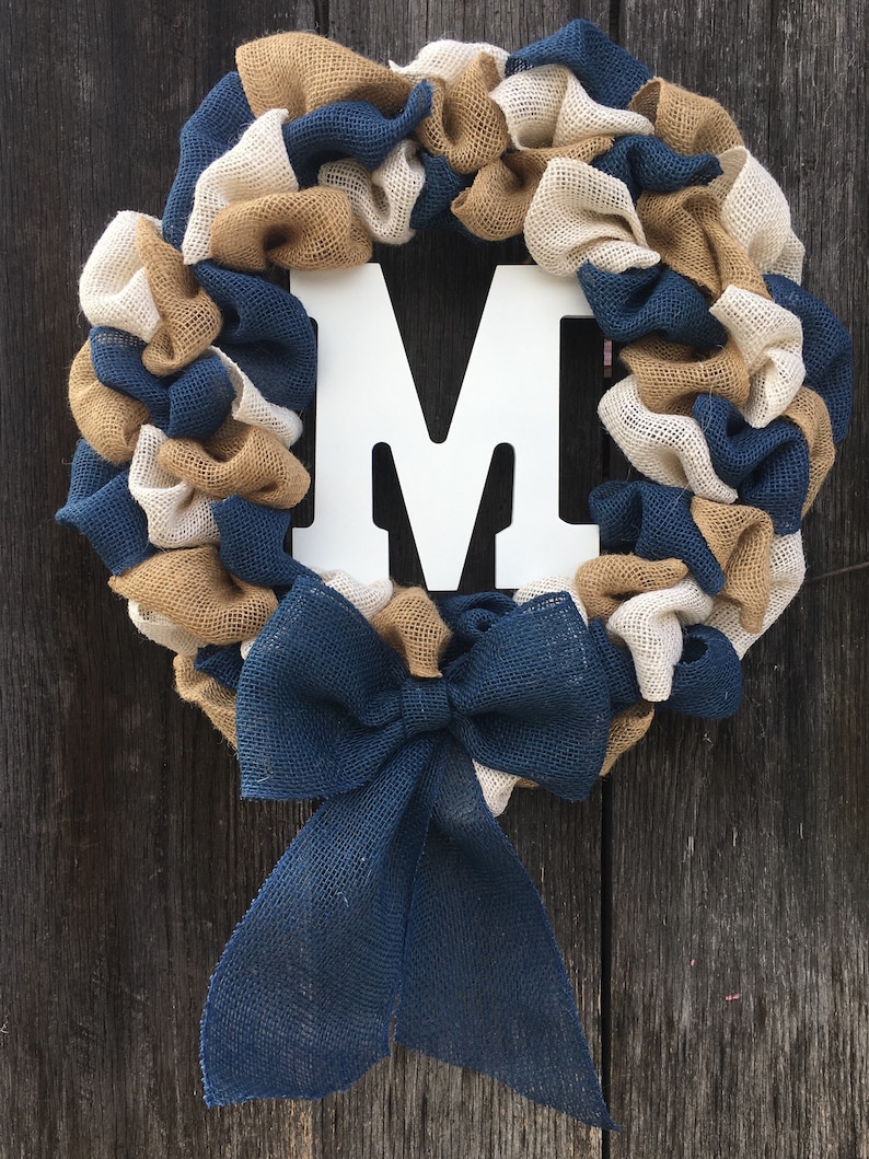 Custom Wreath Personalized Burlap wreath with your choice of colors added to Natural burlap