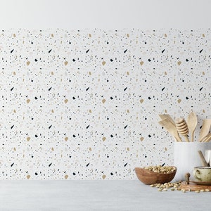 Light Terrazzo Pattern Tile Decal Vinyl Stickers Pack / Floor Flooring Kitchen Stairs Self Adhesive Removable Peel and Stick T215