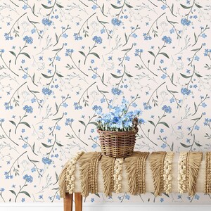 Papel pintado floral prensado, acuarela aireada, despegar y pegar A327