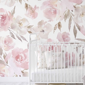 Airy and Light Watercolor Wallpaper Mural KM172 - Large Scale Wallpaper Floral Peel and Stick Removable Repositionable