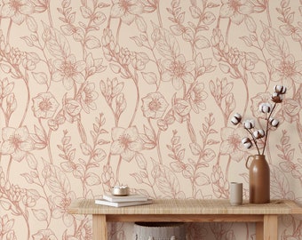 Bloom Vintage Floral Mural KM254 -Wallpaper Floral Peel and Stick Removable Repositionable or Traditional Pre-pasted