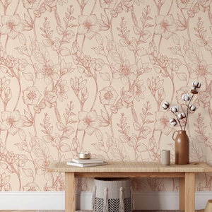 Bloom Vintage Floral Mural KM254 -Wallpaper Floral Peel and Stick Removable Repositionable or Traditional Pre-pasted