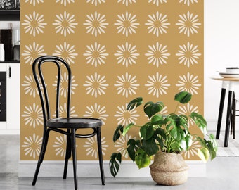 Boho Spring Mustard Floral Vinyl Tile Decal Stickers 24 Pack, For Floors Kitchen Stairs, Removable Peel and Stick T214