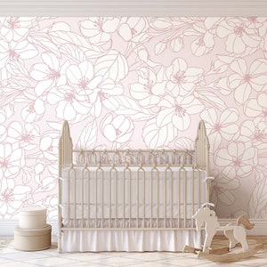 Blush Garden Mural Wallpaper Mural KM187 - Large Scale Wallpaper Floral Peel and Stick Removable Repositionable
