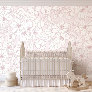 Blush Garden Mural Wallpaper Mural KM187 - Large Scale Wallpaper Floral Peel and Stick Removable Repositionable