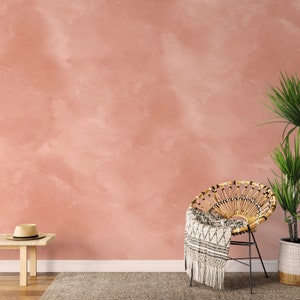 Angelina Minimalist Warm Peach Wallpaper Mural M015 Removable and Repositionable Peel and Stick or Traditional Pre-pasted Wallpaper