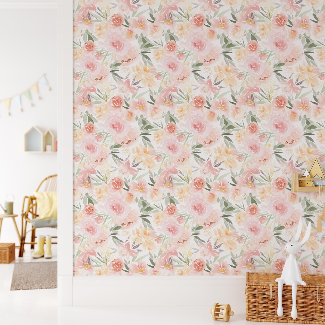 Watercolor Floral Wallpaper: Sunshine Garden Peel and Stick - Etsy