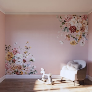 Floral Corner Wall Decals: Wild Garden Nursery Decor