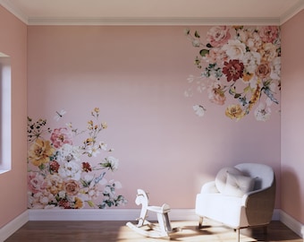 Wild Garden Corner Decals Nursery for Girls No Background D227 Huge Corner Decals in Removable Peel and Stick to Cover the Entire Wall