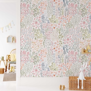 Floral Wallpaper: Spring Wildflowers - Removable Peel and Stick A296