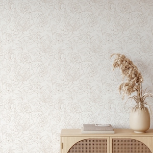 Boho Minimalist Peony Wallpaper A132 Peel and Stick Removable Repositionable Geometric Minimalistic Abstract