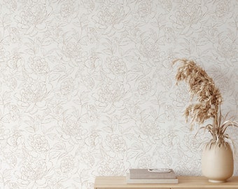 Boho Minimalist Peony Wallpaper A132 Peel and Stick Removable Repositionable Geometric Minimalistic Abstract
