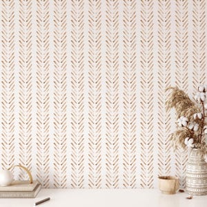 Boho Herringbone Terracotta Wallpaper: Abstract Peel and Stick