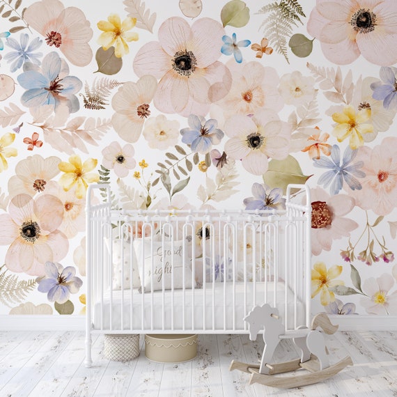 Whitney Wallpaper Mural KM281 Watercolor Pressed Floral - Etsy