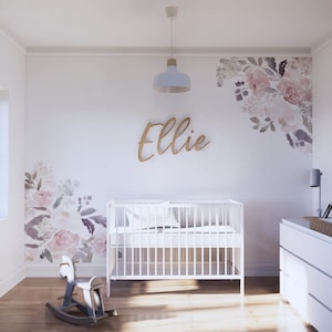 Floral Corner Nursery Decals: Delicate Forest Wall Decor