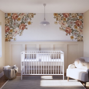 Vintage Floral Corner Wall Decals: Nursery Decor