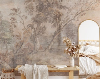 Aged Fresco Mural M049 - Distressed Antique Wallpaper Mural Peel and Stick Removable Repositionable or Traditional Pre-pasted