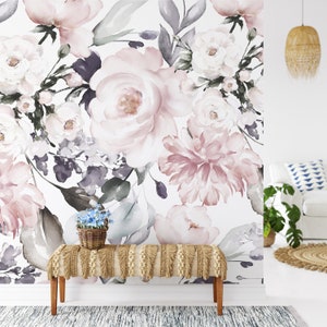 The Romantic Bouquet Mural KM031- Large Scale Wallpaper Floral Peel and Stick Removable Repositionable or Traditional Pre-pasted