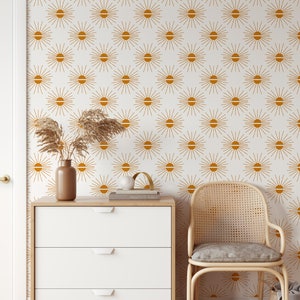 Boho Sunset Terracotta Wallpaper: Abstract Peel and Stick