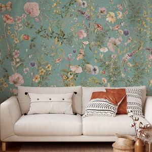 Tiffany Mural M067 large Scale Wallpaper Floral Antique Peel and Stick ...