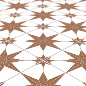 Terracotta Vintage Pattern Vinyl  Star Tile Decal Stickers Pack, For Floors Kitchen Stairs, Removable Peel and Stick T219