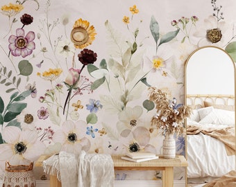 Ophellia Mural KM264 - Large Scale Wallpaper Floral Peel and Stick Removable Repositionable or Traditional Pre-pasted