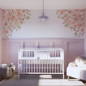 Blushed Roses Corner Decals: Nursery Wall Decor for Girls