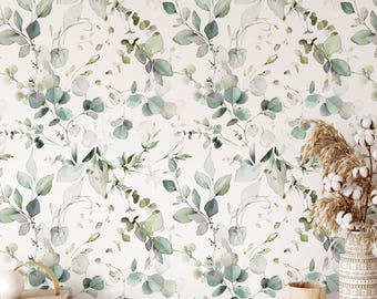 Eucalyptus Leaf Wallpaper: Tropical Foliage, Peel and Stick