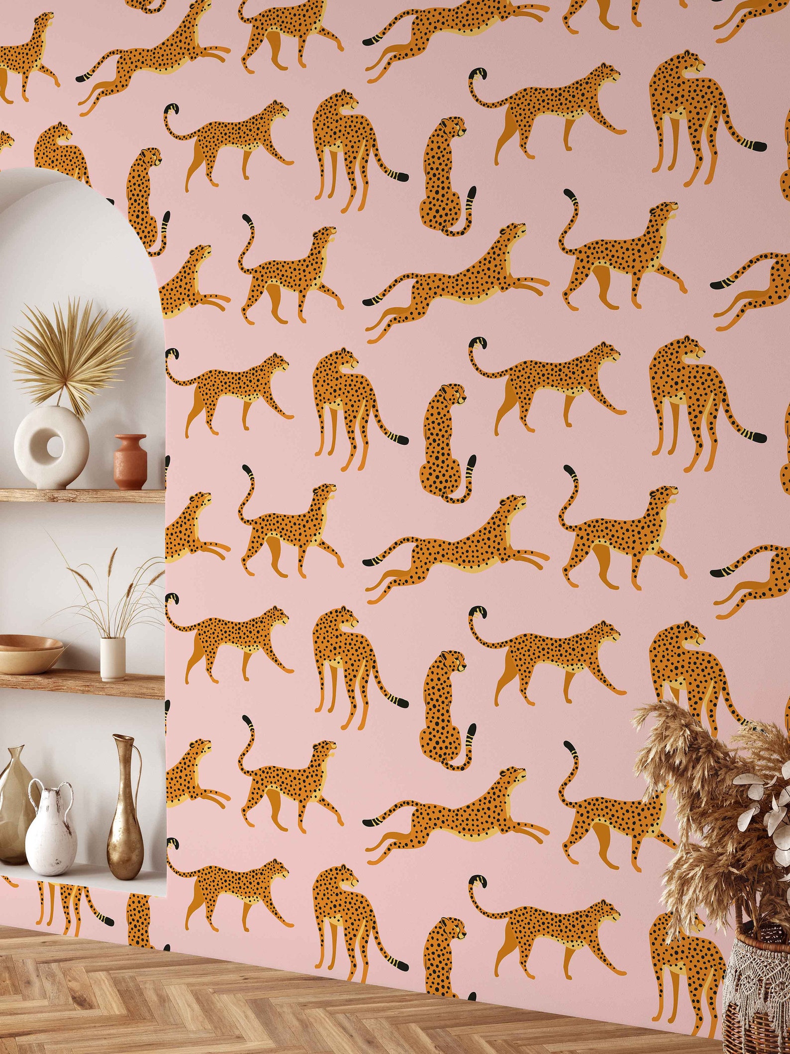 Pink Boho Cheetah Wallpaper A134 Removable and Repositionable | Etsy