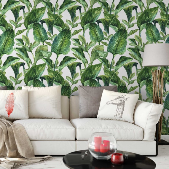 6 SHEETS REMOVABLE PALM LEAVES TROPICAL WALL DECAL STICKER ROOM DIY DECOR ORNATE