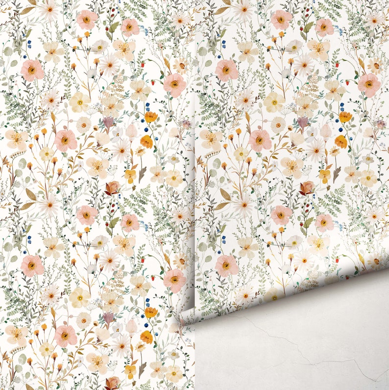 Avery Wallpaper A304 Wallpaper Removable Peel and Stick Repositionable or Traditional Pre-pasted Pressed Floral Watercolor Wallpaper image 3