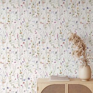 Floral Watercolor Peel and Stick Wallpaper: Ashley A350 Removable Design