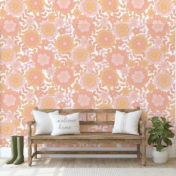 Groovy Retro Floral Wallpaper: Peel and Stick or Pre-pasted