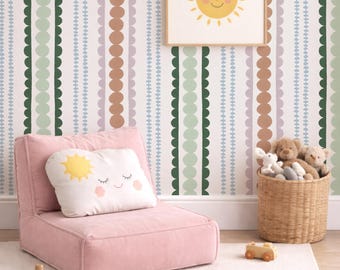 Halston Pebble Column Wallpaper in Blush and Green, Peel and Stick, Traditional A453